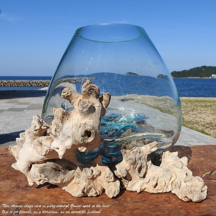 楽天市場】選べる 流木ガラスオブジェ 大きい SR25 花瓶 アクアリウム