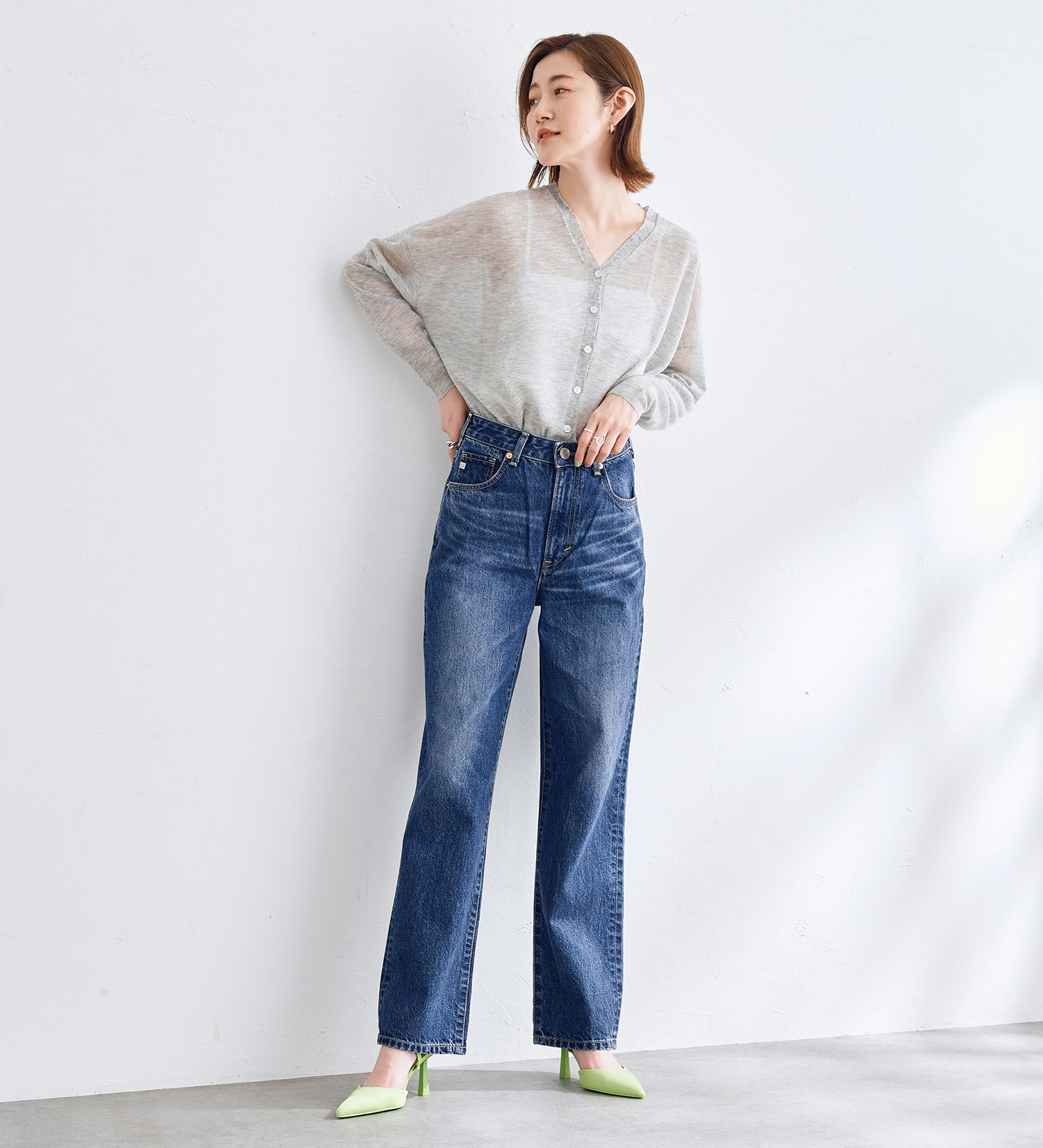 試着対象】SOMETHING ELSA ヴィンテージストレートデニムパンツ