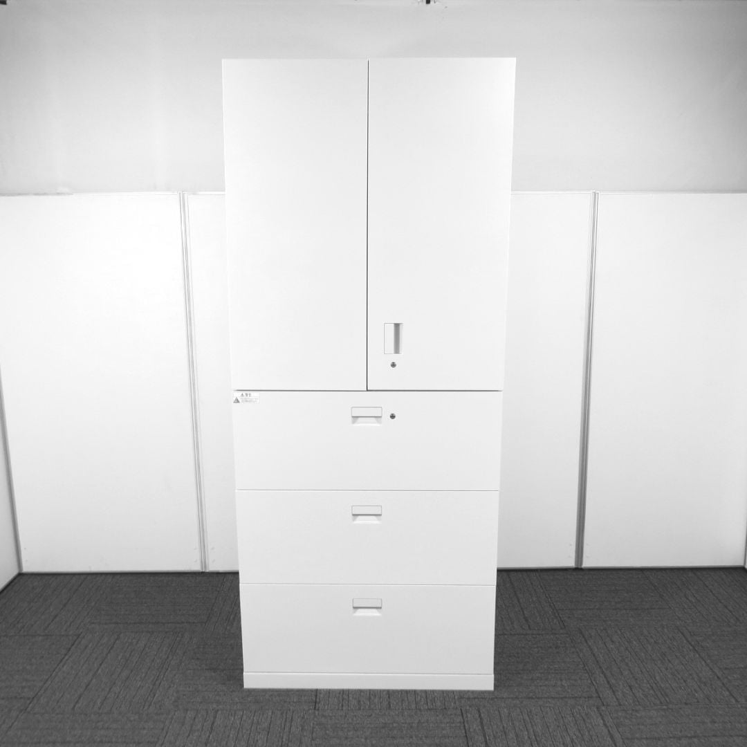 中古】オカムラ レクトライン 両開き+3段ラテラル書庫 中古オフィス家具