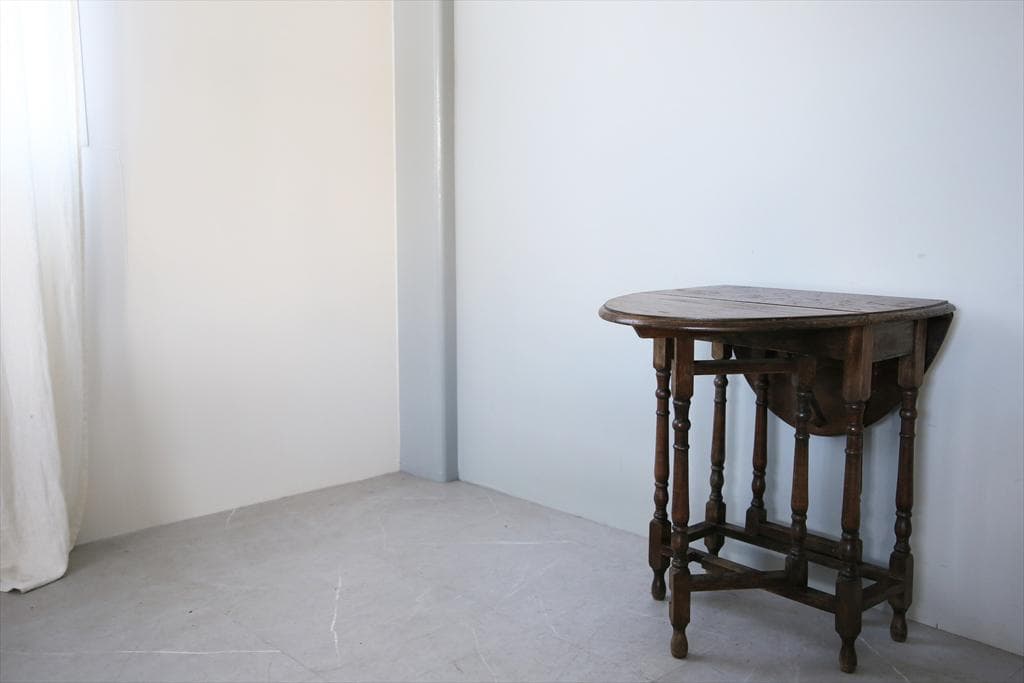 英国アンティーク木製ゲートレッグテーブル/ダイニング机バタフライ(92-119)