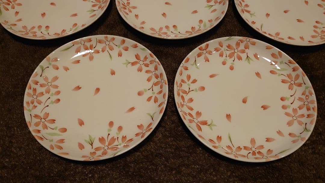 古伊万里　伊万里　色絵　桜の図　中皿　菓子皿　５客